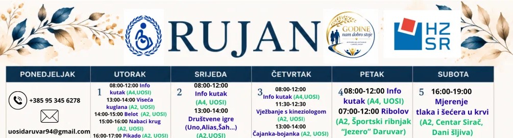 Kalendar aktivnosti u projektu Godine nam dobro stoje